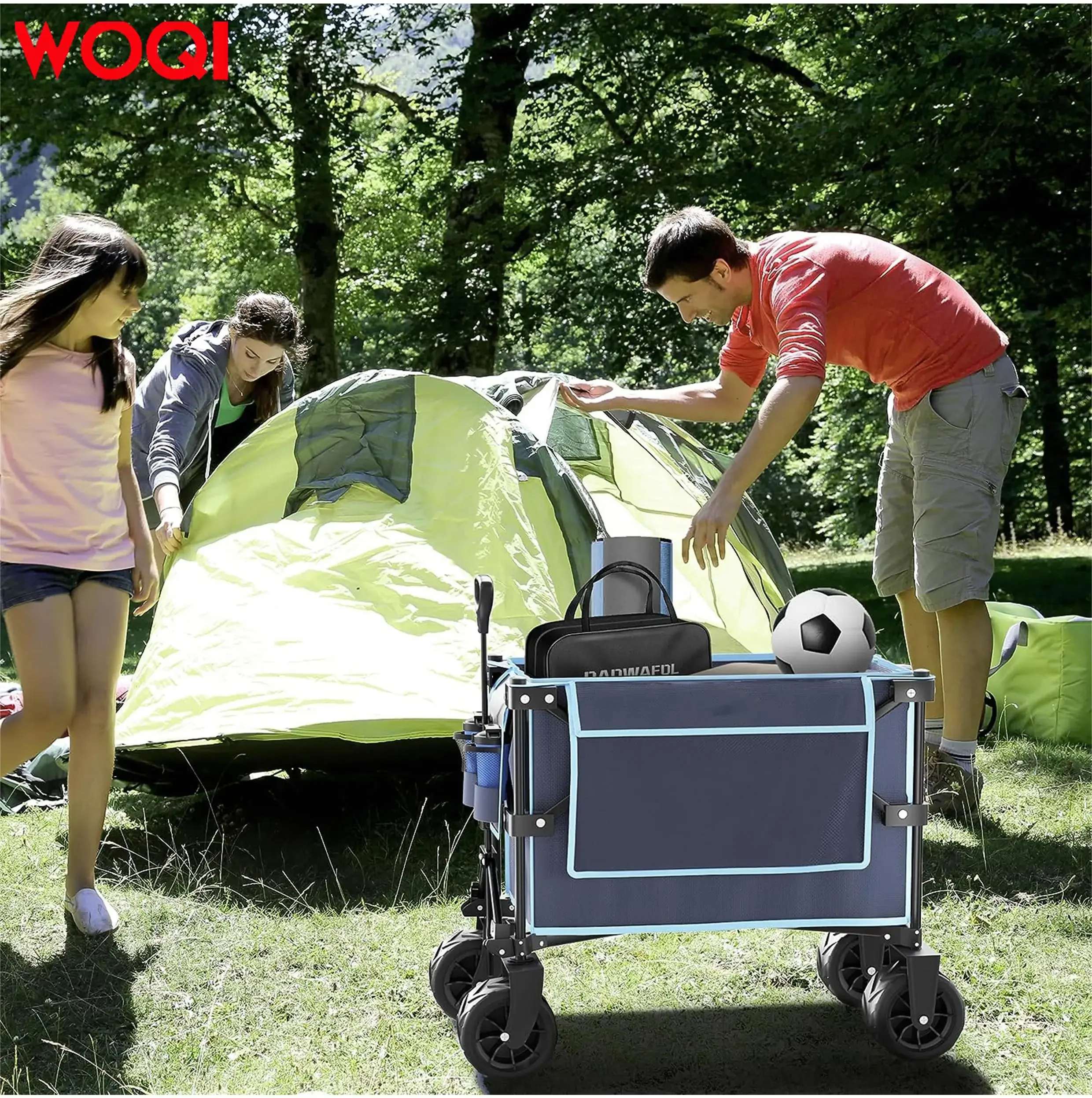 Foldable Outdoor Multi-purpose Vehicle With Large Wheels, Portable Garden Cart, Suitable For Camping, Shopping, Etc