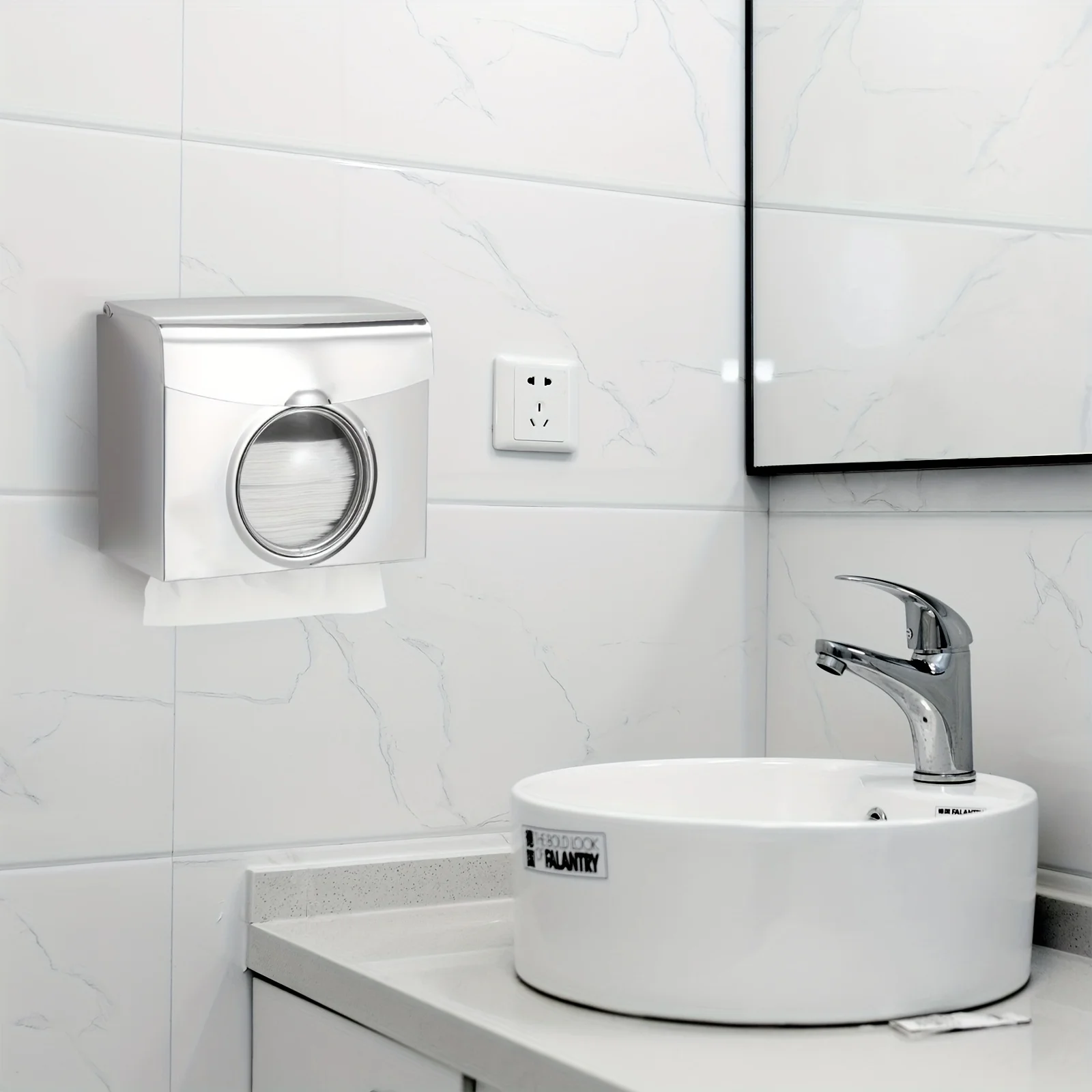 Stainless Steel Tissue Box Holder, Waterproof Anti-Mildew Tissue Holder, Wall Mounted Draw Paper  Organizer For Bathroom, Modern