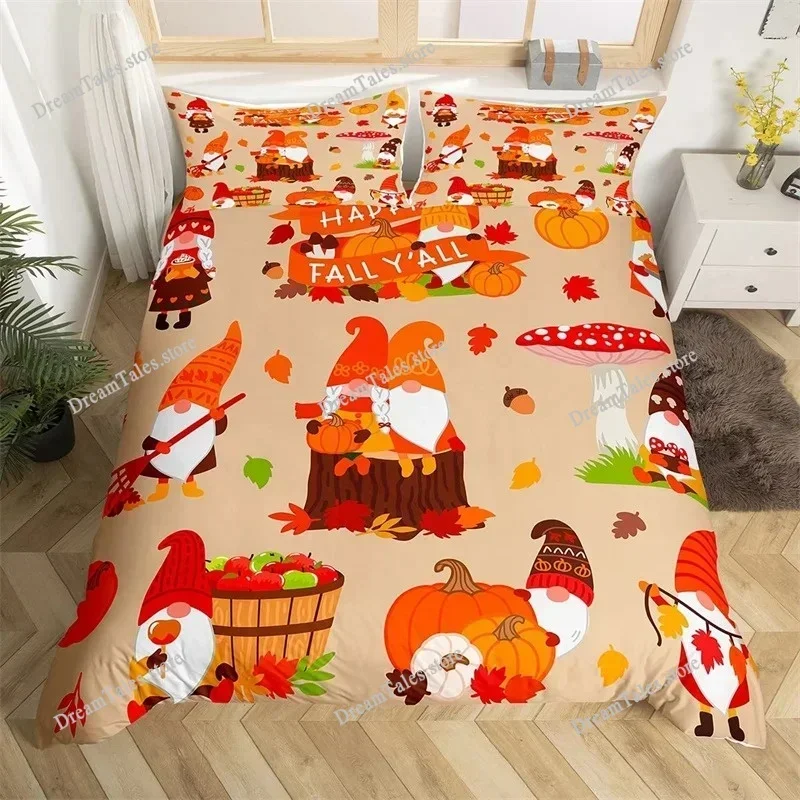 Duvet Cover Turkey Maple Leaves King Thanksgiving Pumpkin Bedding Set Microfiber Farmhouse Autumn Harvest Theme Comforter Cover9