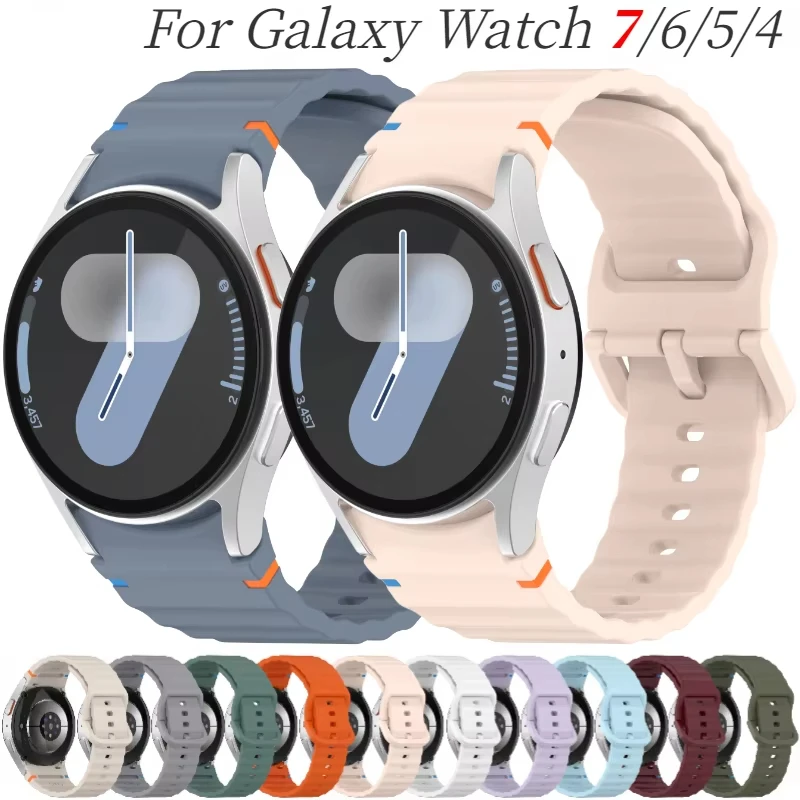 Official Silicone Strap For Samsung Galaxy Watch 7/FE/6/5/4 44mm 40mm 5 Pro Wave Bracelet Galaxy Watch 6 Classic 45mm 46mm Band