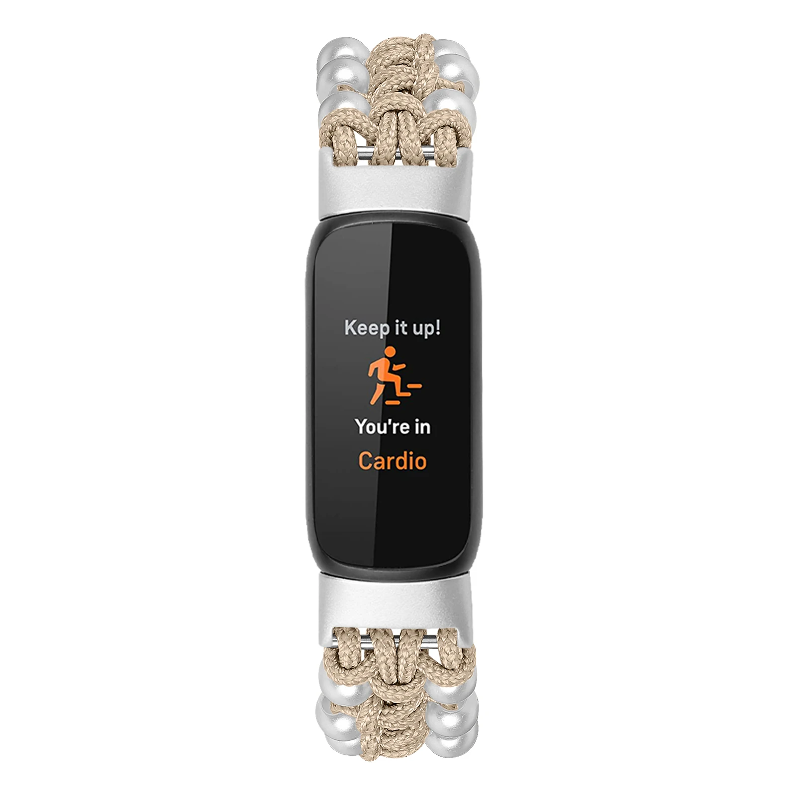 حزام مضفر من القماش لساعة Fitbit Luxe الذكية للنساء والفتيات حزام ساعة لؤلؤي لـ fitbit إلهام 3 سوار معصم بديل