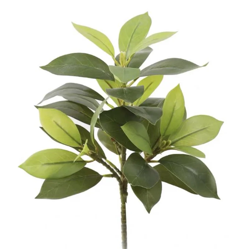 6Pcs Faux Golden Ficus Leaf Simulation Green Plant for Wedding Floral Accessories Decoration Articial Short Stem Greenery