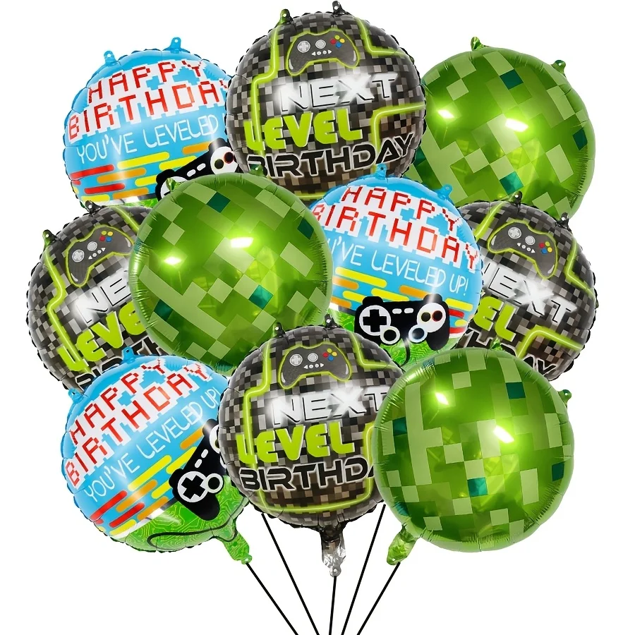 Gaming Party Balloon Bundle - Pixel & Controller Design for Birthday, Level Up Celebration, Perfect for Gamers & Teens