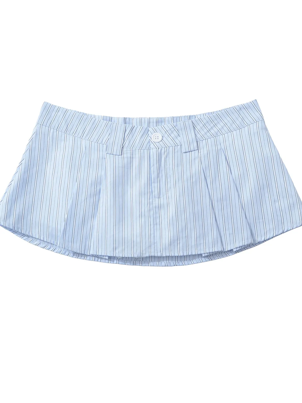 Low-Waist A-Line  Skirt Women's Retro American Vertical Stripes Anti-Light Folding Skirt Super Short Sexy Half-length Skirt