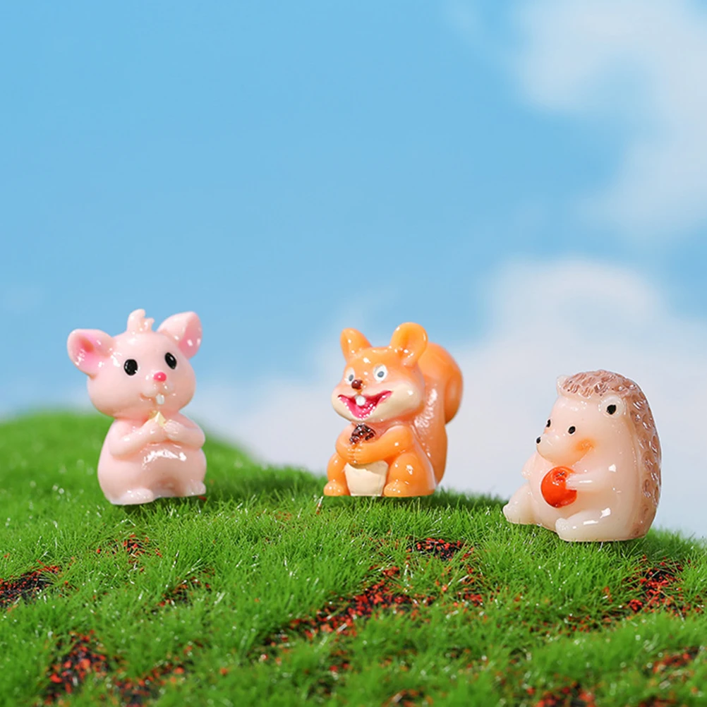 

12 Pcs Small Animal Decoration Ornaments Garden Miniatures Animals Resin Hedgehog Child