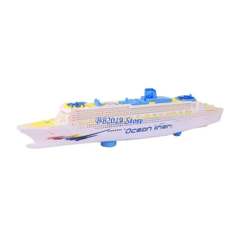 Q0KB Glowing Ship Vessel Model Boat Toy Speedboat Electric Cruise Kids Birthday