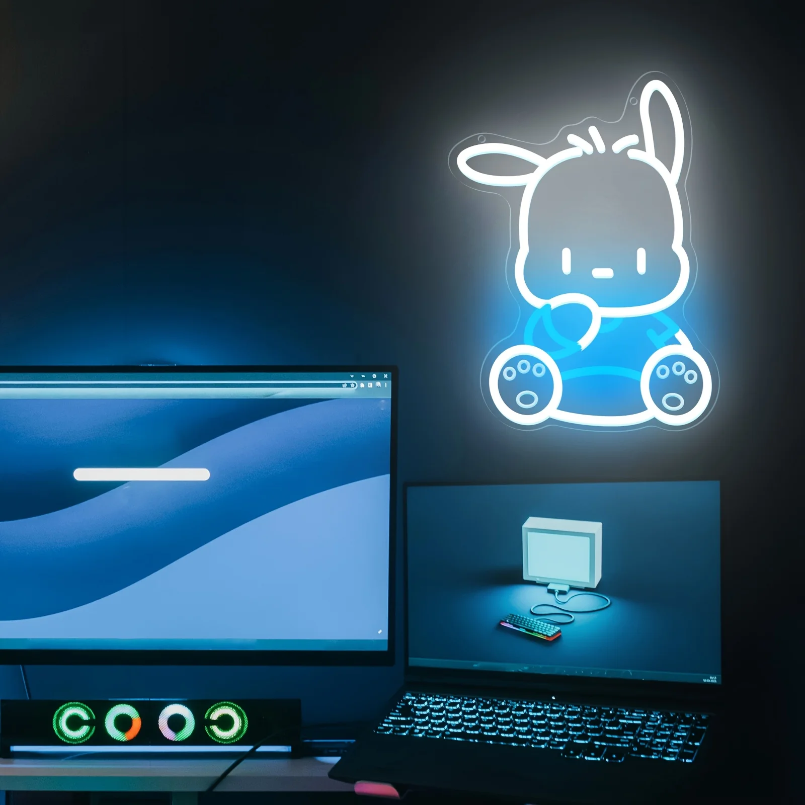 Pochacco ป้ายนีออนน่ารัก LED หรี่แสงได้ Night Light สําหรับห้องนอนเกม Room Wall Decor USB Power วัยรุ่นของขวัญวันเกิดเพื่อน