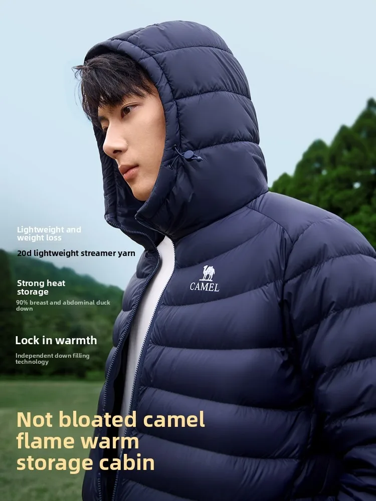 Golden Camel Winter Men Duck's Down Jackets Ultralight 650FP Windproof Waterproof Down Hooded Outdoor Camping Coat Hiking Jacket