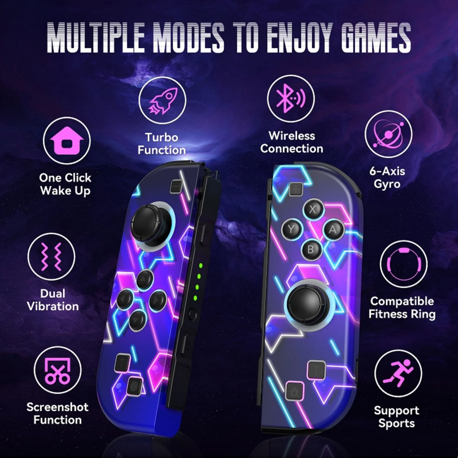 Joypad wireless per controller Switch/OLED/LITE/PC/IOS/Android con LED RGB L/R Turbo Dual Vibration Wake-up Funcs Gamepad Joystick
