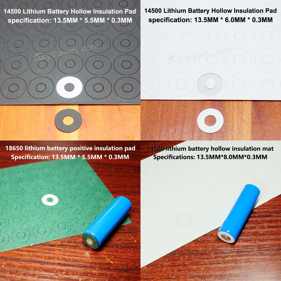 100pcs/14500 14505 battery positive pole pointed insulation gasket negative pole barley paper red steel paper insulation meson