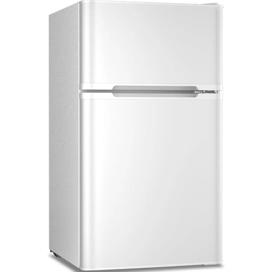 Compact 3.2 Cu.Ft. Mini Refrigerator with Separate Freezer and Double Doors Adjustable Removable Shelves Ideal for Basement Apa