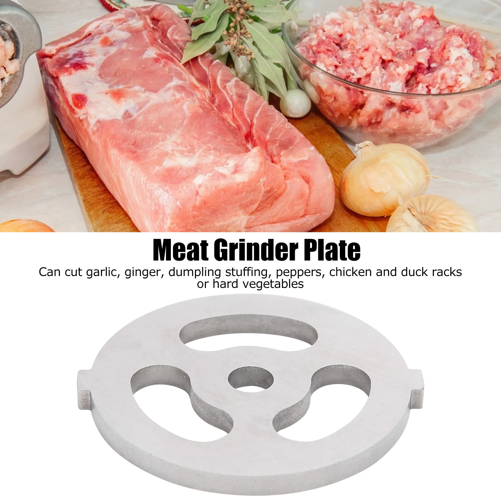 2pcs 304 Stainless Steel Meat Grinder Blade 7mm/0.3in Cutting Plate Compatible with 5#/B Type Grinders