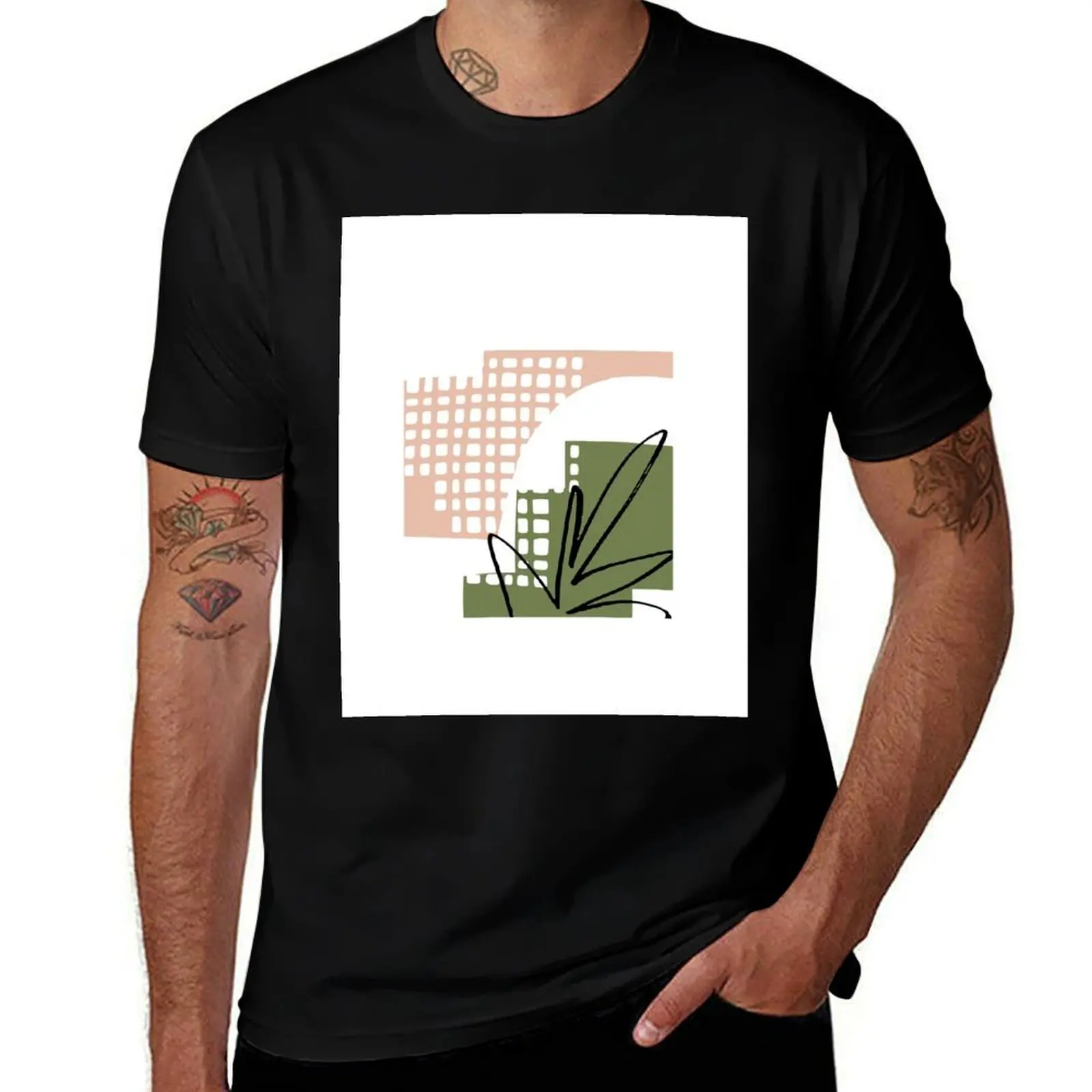 Pink and Olive Abstract T-Shirt t shirt man designer T-Shirt
