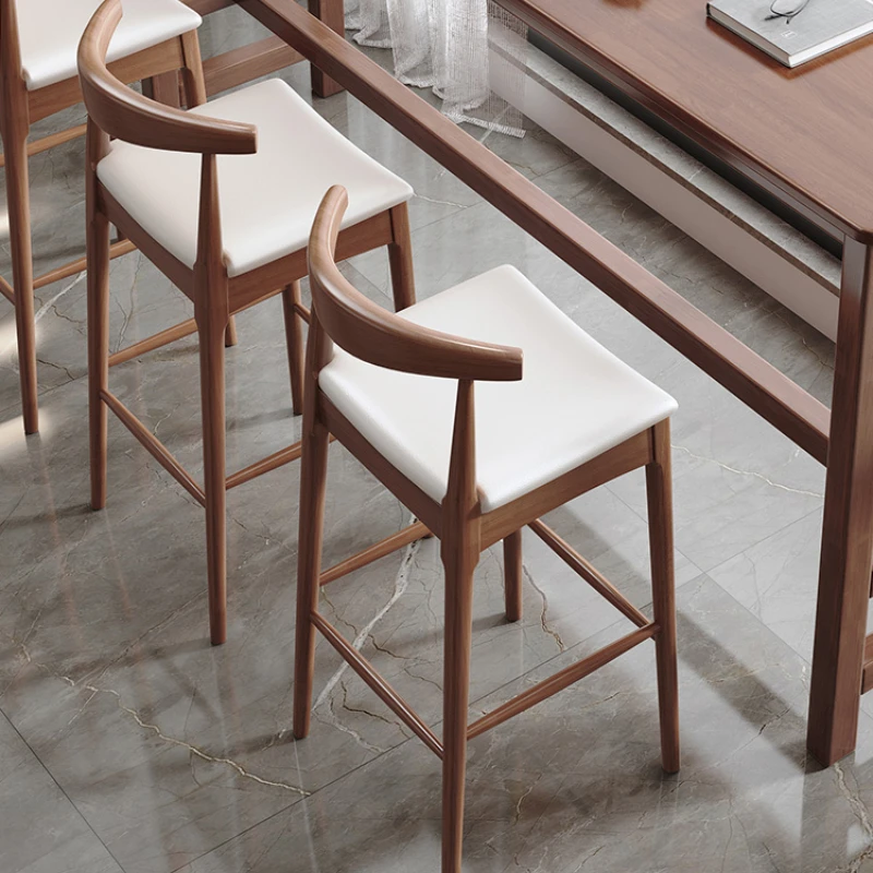 

Nordic Modern Minimalist Bar Chairs Home Restaurants Bars Cafes Light Luxury Designers Solid Wood Seating Surfaces Furniture