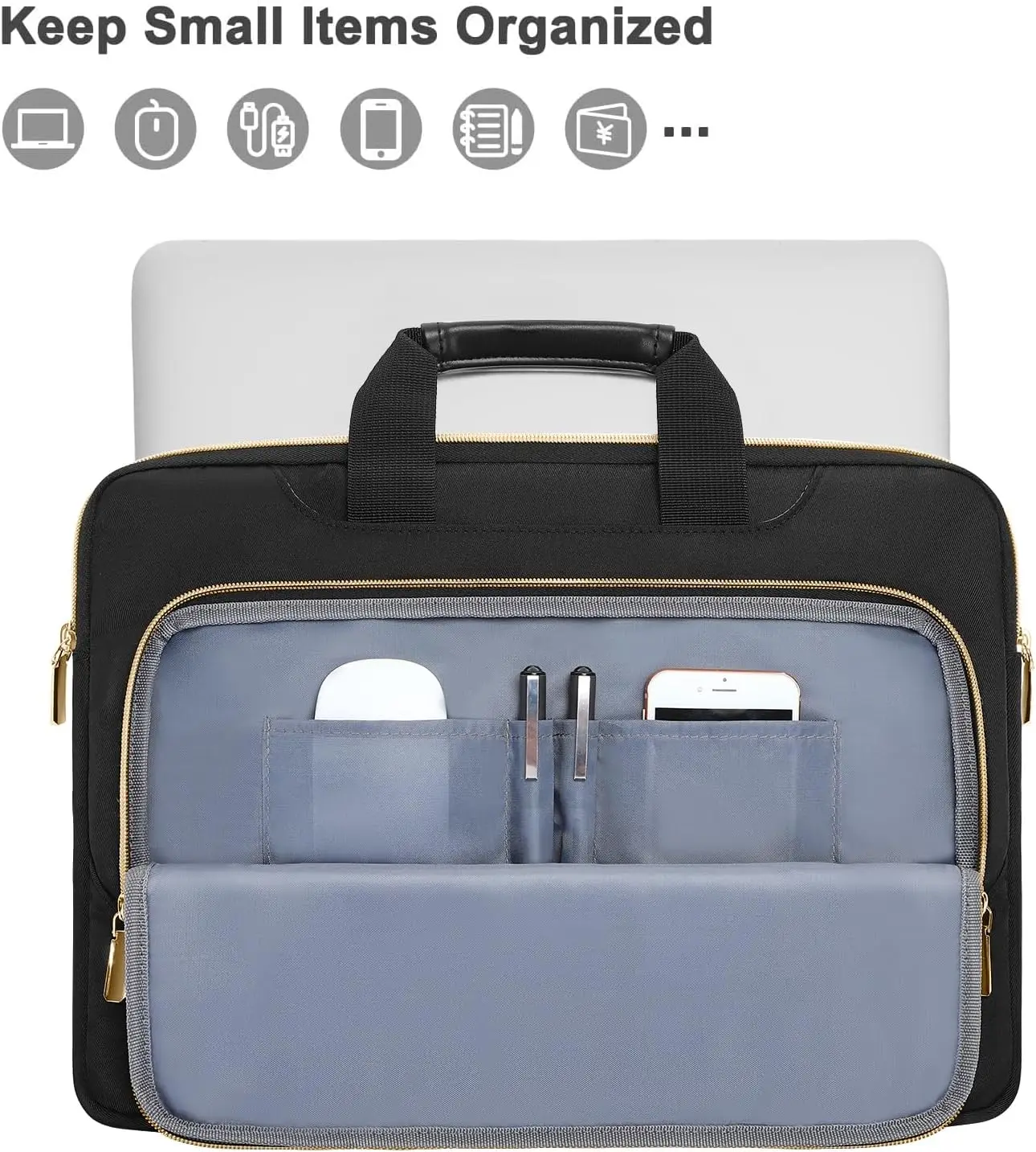 MOSISO Laptop Shoulder Bag, Computer Bags | Laptop Messenge Bag with Front Inverted Trapezoid Quilted Pocket