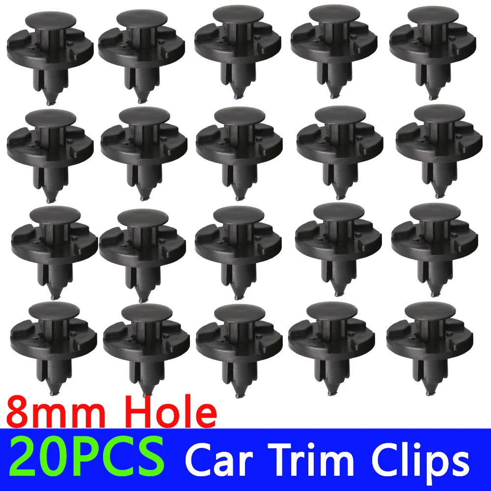 6mm 8mm Hole 20/10Pcs Plastic Auto Fasteners Rivets Clips Car Bumper Door Panel Fender Universal for All Cars Screw Rivet Clamp