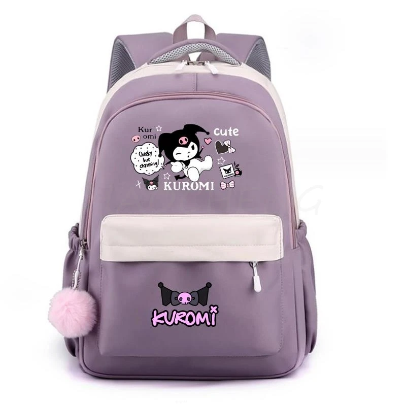 

Backpack Lovely Kuromi Melody Sweet Soft Large Capacity Student Schoolbag College Students Patchwork Laptop Simple Mochilas Gift