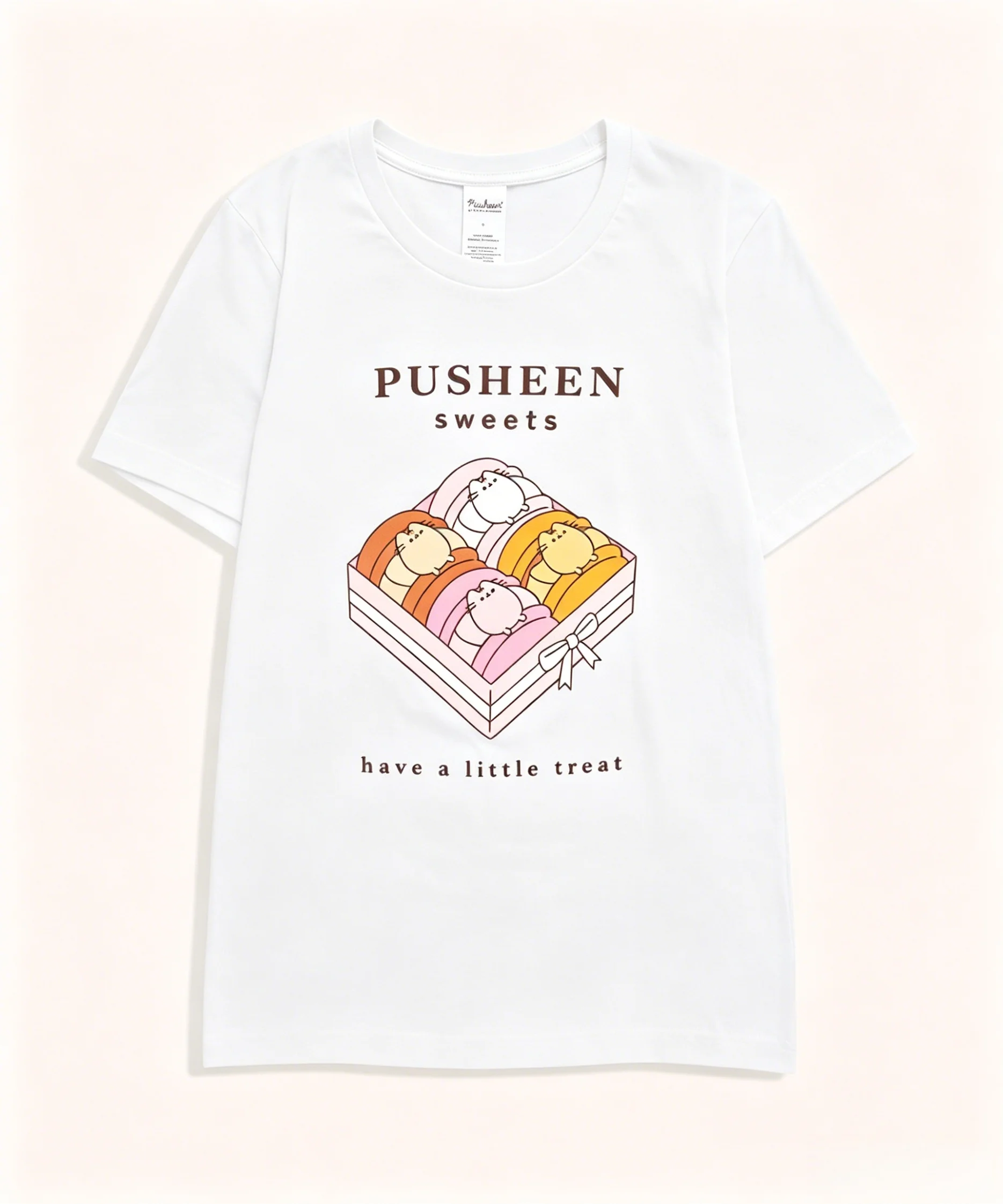 Pusheen Sweets Pure Cotton T-shirt Cute Casual Oversized Girlfriend Gift Shirt 2026 Summer Men's Women's Y2k Clothing Sweet