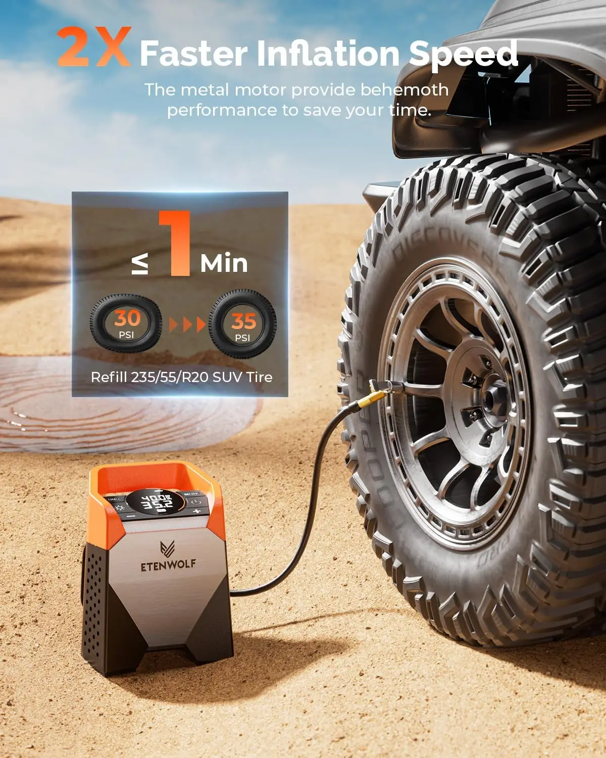 Portable Air Compressor 160PSI Cordless Tire Inflator with LED Light for Car Bike Motorcycle Balls