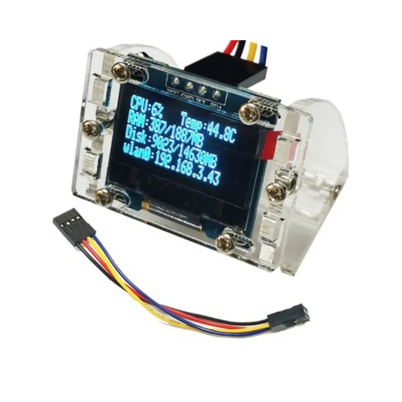 Raspberry Pi 4B 0.96 - inch OLED I2C 4 - Pin LCD Screen Module - Displays CPU Temperature, IP & Hard Drive Info
