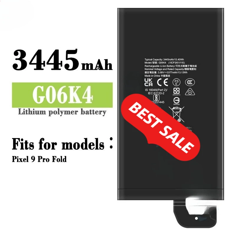 G06K4/GE59C for Google Pixel 9 Pro Fold Phone Battery  High Quality High Capacity Replacement Bateria Grade A Cell with Tools