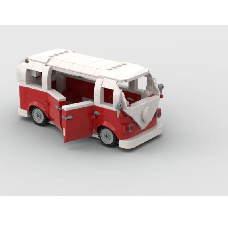 MOC-166063 Model Blok Bangunan Van Klasik Kota T1, 282 Buah, Mainan Blok Bangunan Ulang Tahun dan Natal untuk Anak Laki-laki dan Anak-anak