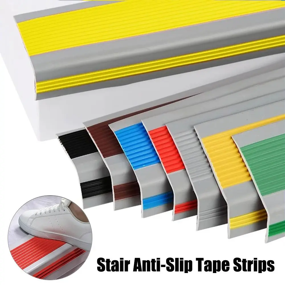 New Self-adhesive Stair Anti-Slip Tape Waterproof PVC Non-Slip Protector Strips L-Shaped Stair Edging Strips Home Office