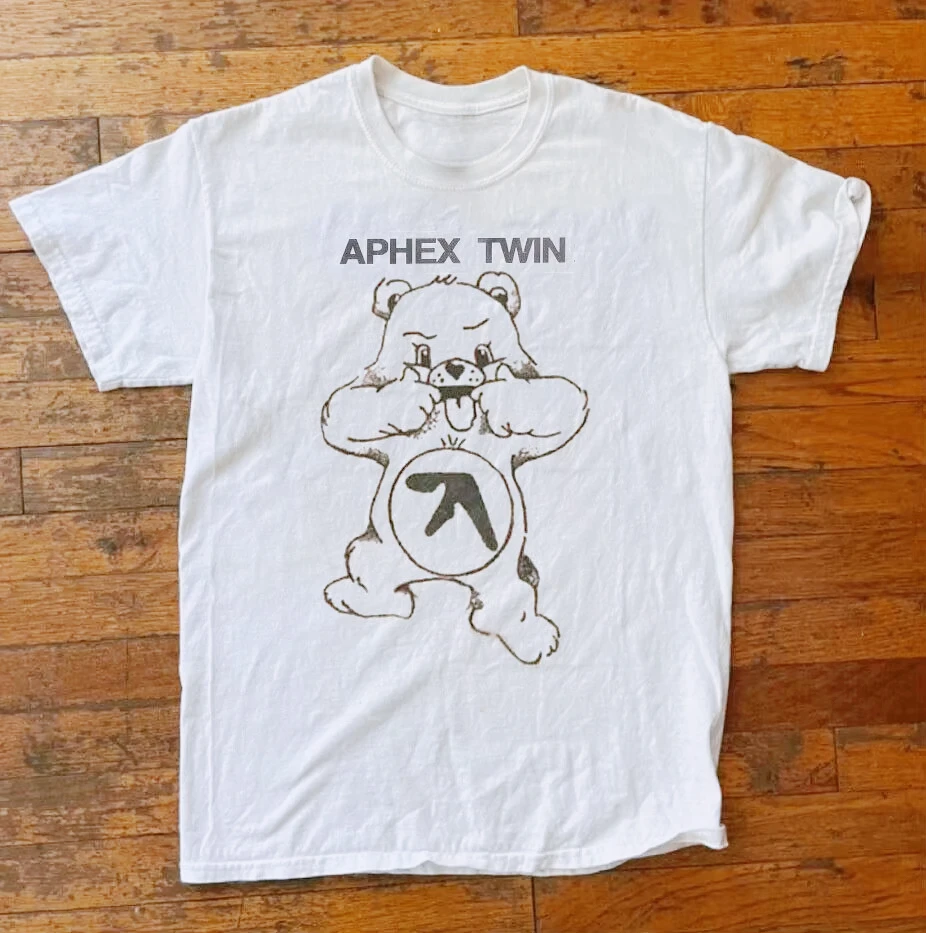 Aphex Twin Bear White Short Sleeve T-Shirt Unisex Cotton Tees Cute Tshirts Men Women 2025 Summer Tshirt Streetwear Tops Clothing