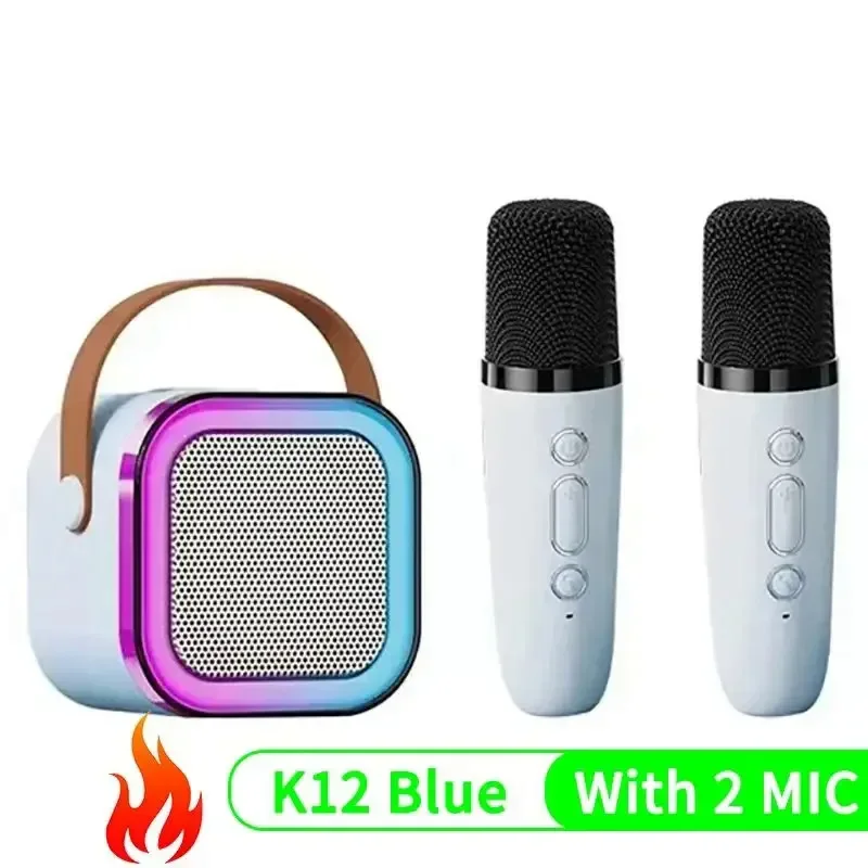 K12 Wireless Bluetooth Speaker with 2 Microphone RGB Portable Music Player Karaoke Machine for  Family Singing Children's Gifts