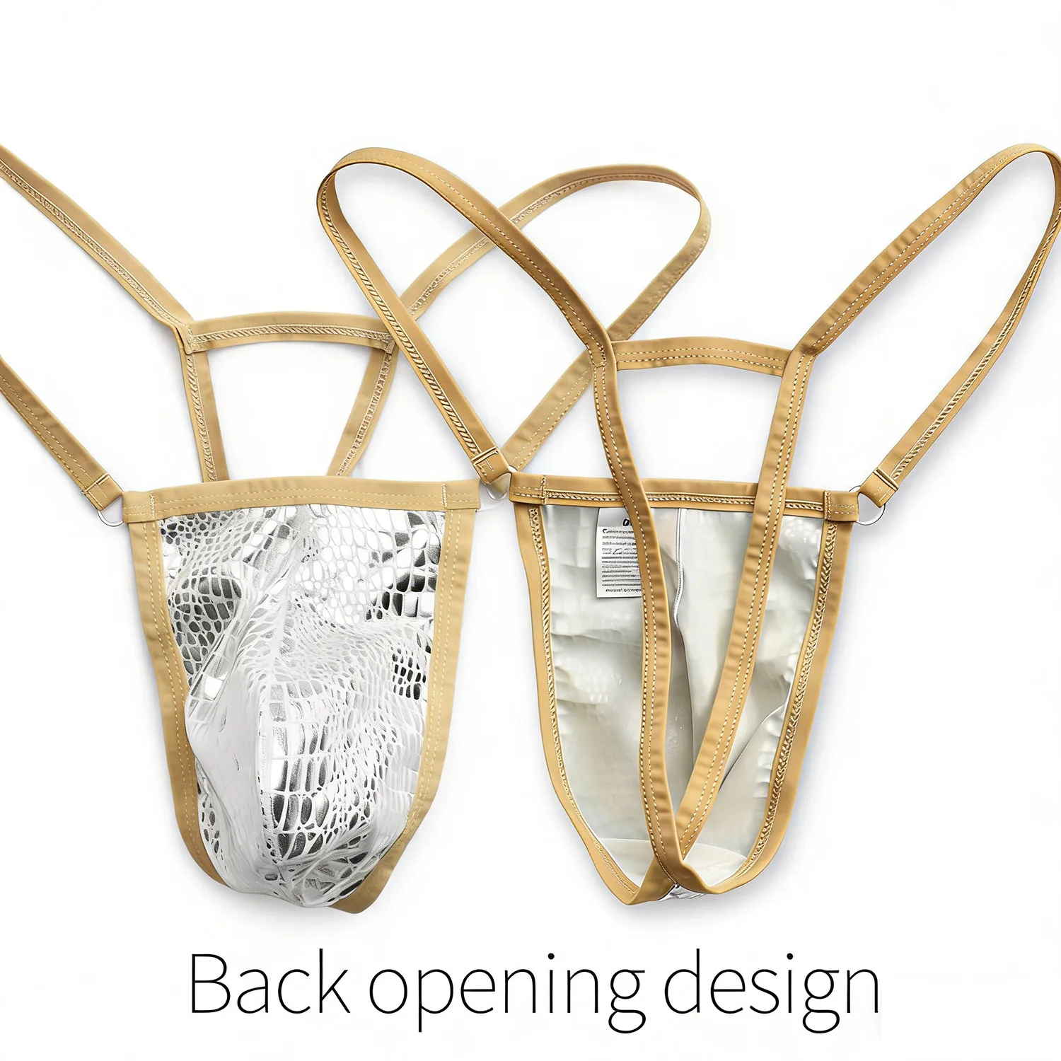 Men's Breathable Smooth Thong Sexy V Cut Back Hollow Out Design Supportive Pouch Erotic Underwear for Men S-XL Available