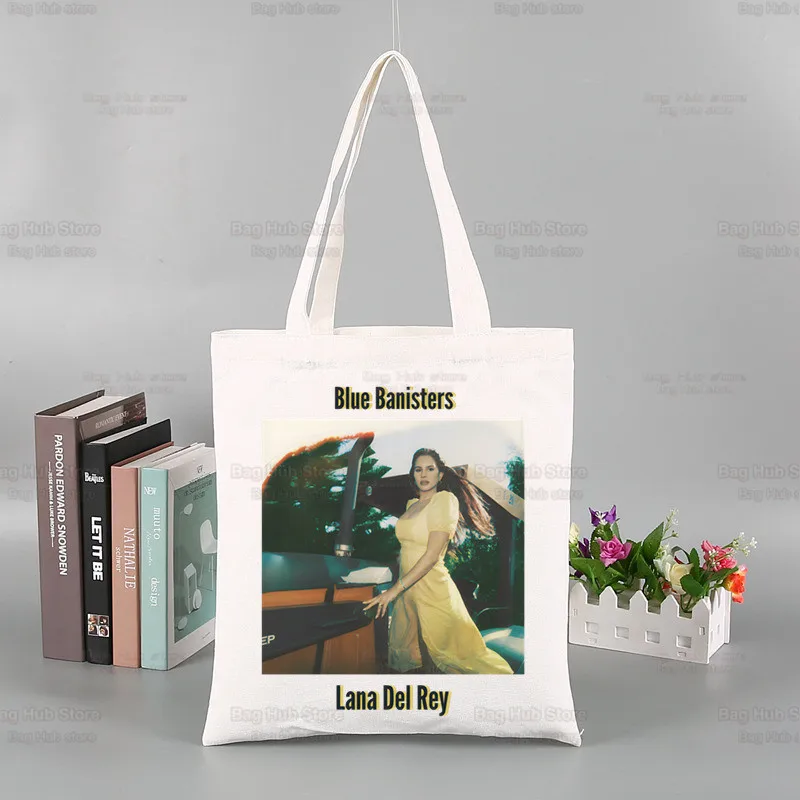 Lana Del Rey Ldr Y2K Women Canvas Shopper Bag with Handle Eco Foldable Reusable Tote Bag Book Key Phone Shopping Bag