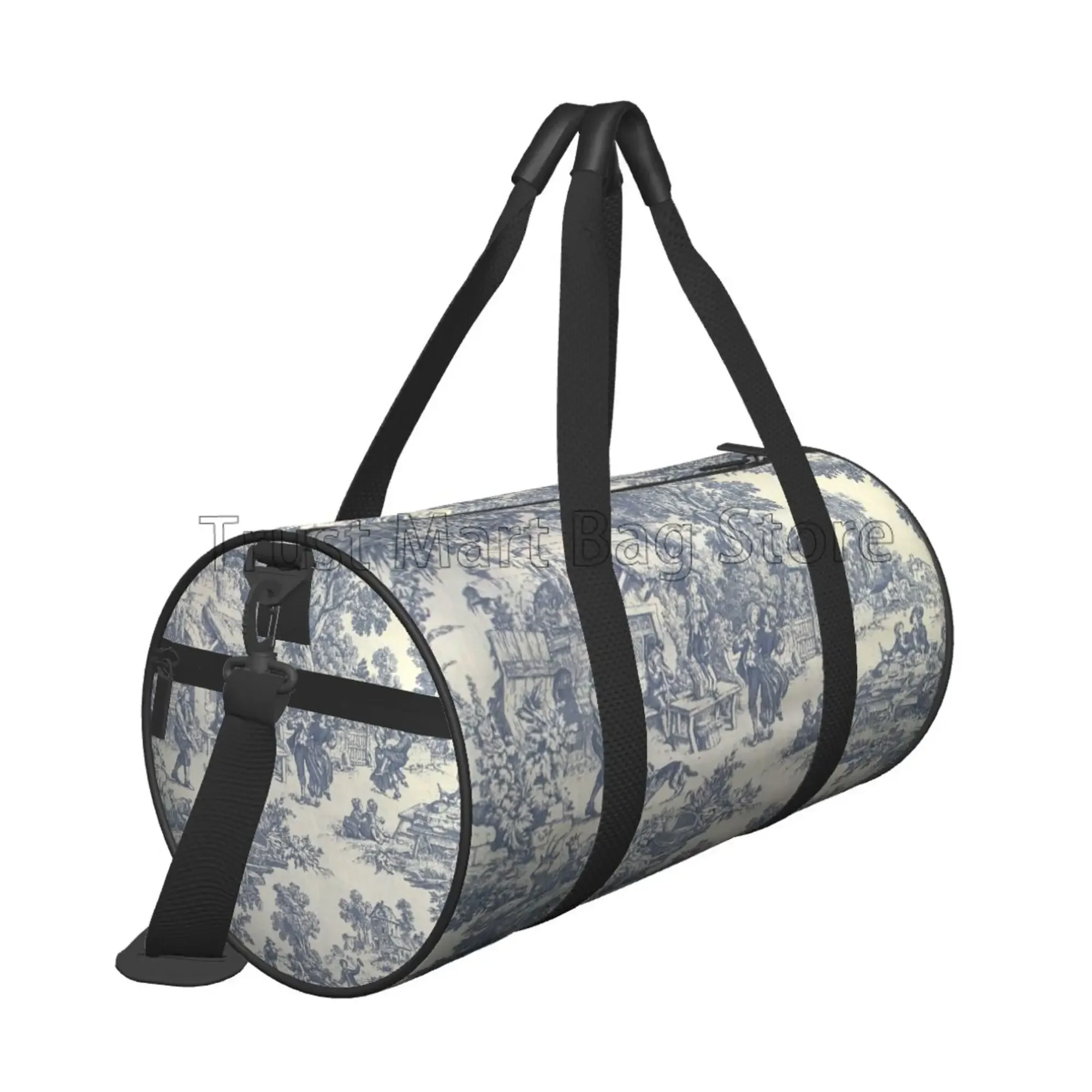 Bolsa De lona De viaje francesa Toile De Jouy, bolso cruzado De gran capacidad, bolso De fin De semana, equipaje De mano práctico, bolsas De lona Unisex