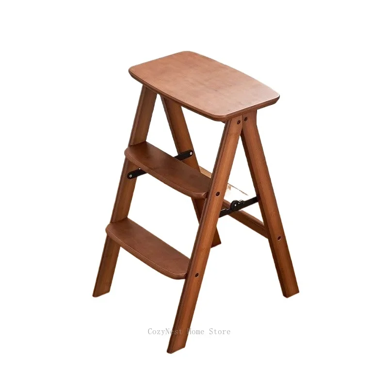 Portable Multifunctional Kitchen Bar Stool Folding Three Step Ladder Thickened Small Stool