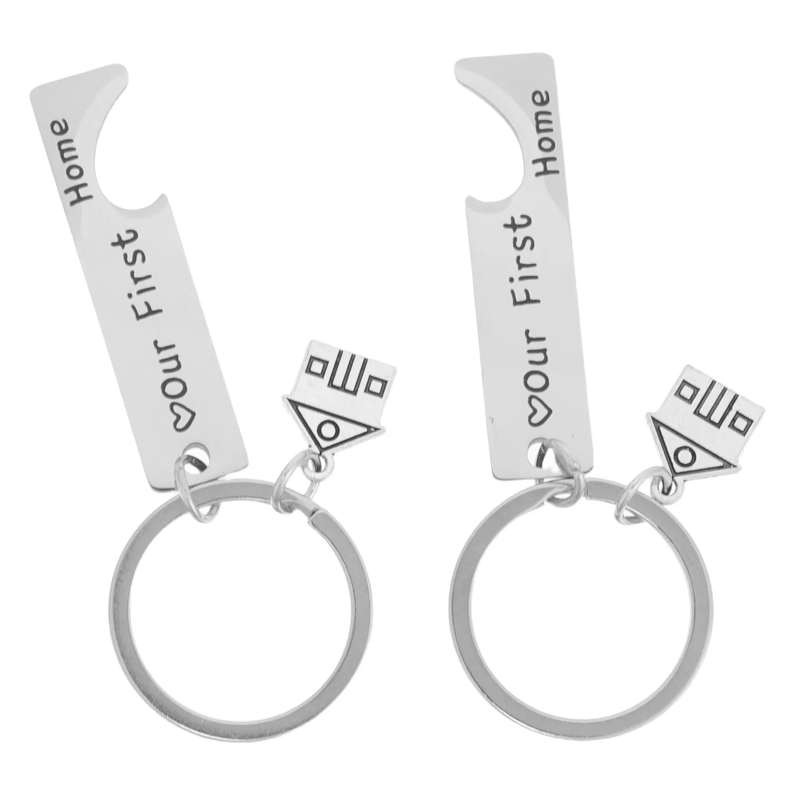 1Pair Titanium Steel Couple Keychains Set Matching Housewarming Key Rings for New Home Owners Our First Home Keychain Gift