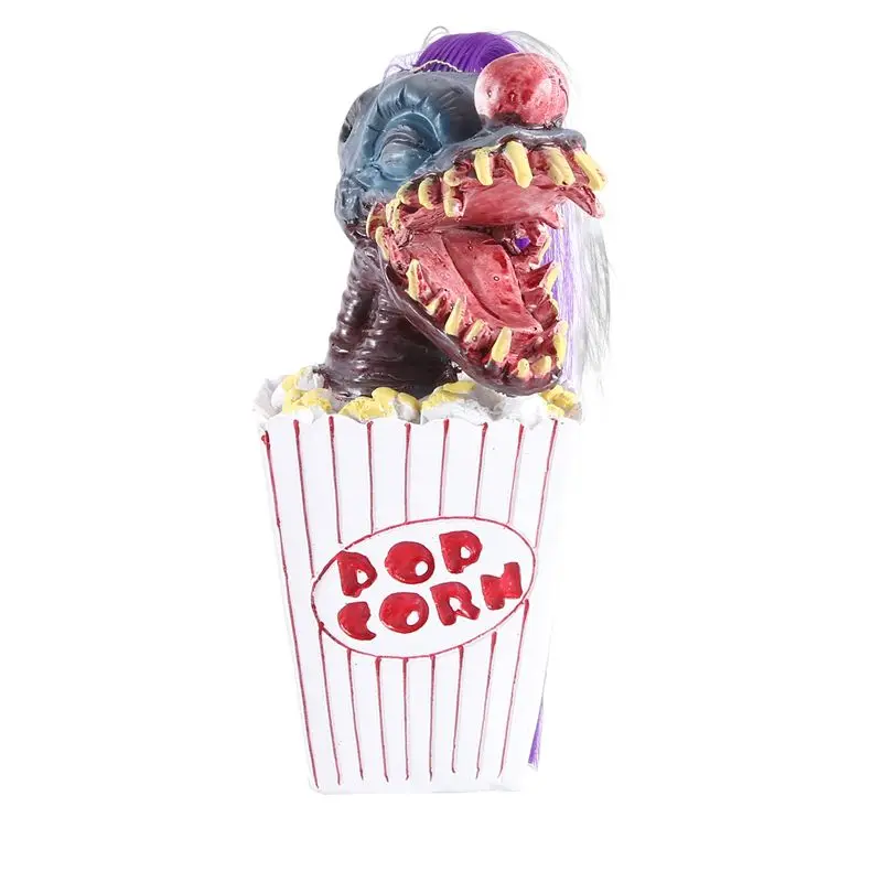 ABSE-1 PCS Halloween Clown Decoration Popcorn Clown Scary Clown Head Statue Resin Craft Clown From Space Purple