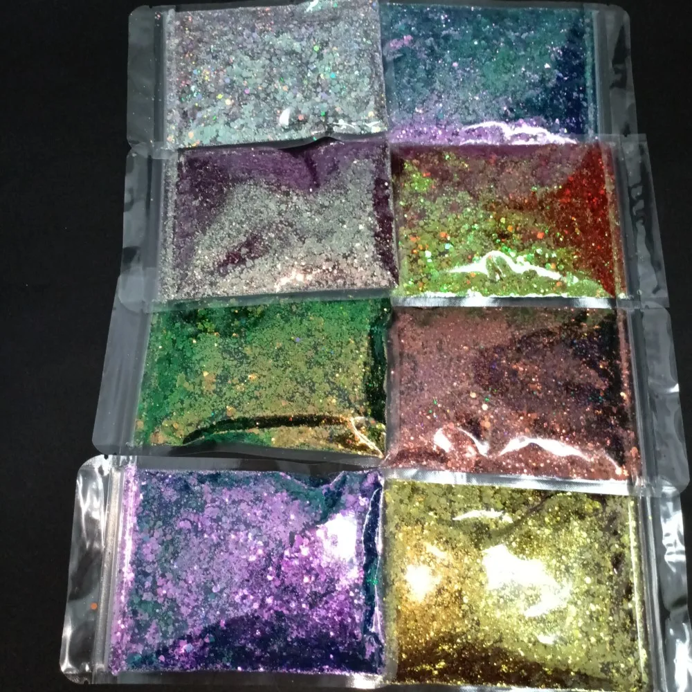 50 g/pacco Sirena Paillettes Nail Art Camaleonte Glitter Chunky Hexagon Arcobaleno Paillettes Colorate Scintillanti Fiocco Manicure Decorazione di Arte