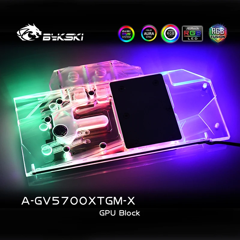 Bykski A-GV5700XTGM-X, Full Coverage AMD GPU Water Block For GIGABYTE Radeon RX5700XT GAMING OC 8G Card,VGA Cooler Support SYNC