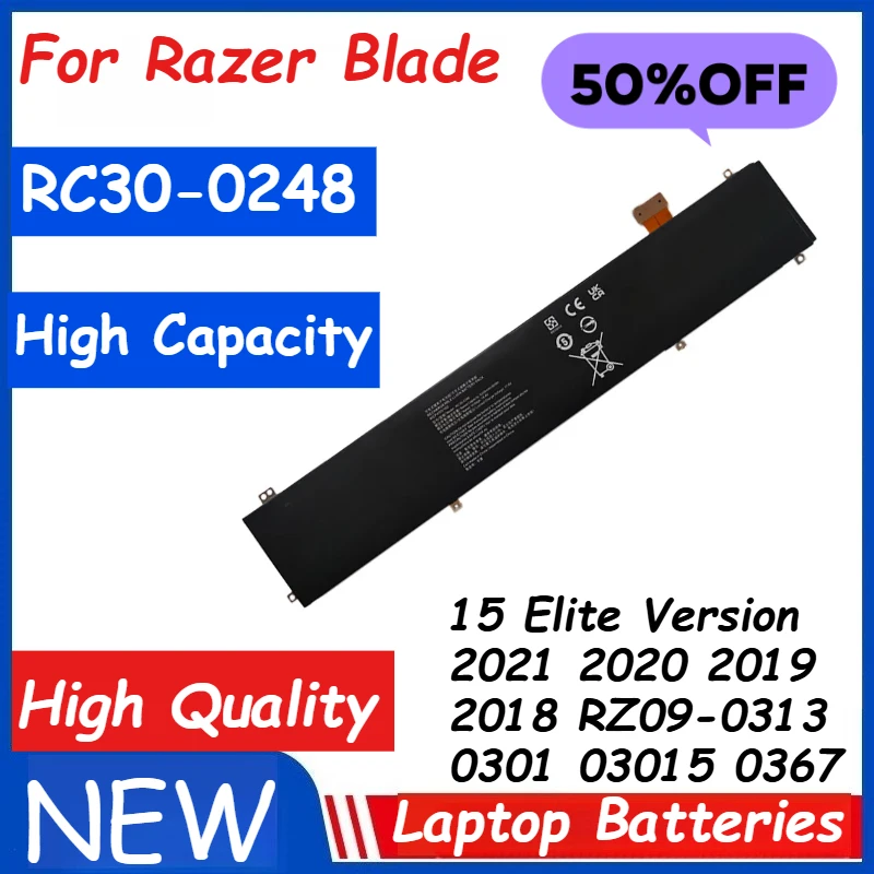 

RC30-0248 Laptop Battery 5209mAh for Razer Blade 15 Elite Version 2021 2020 2019 2018 RZ09-0313/0301/03015/0367 New High Quality