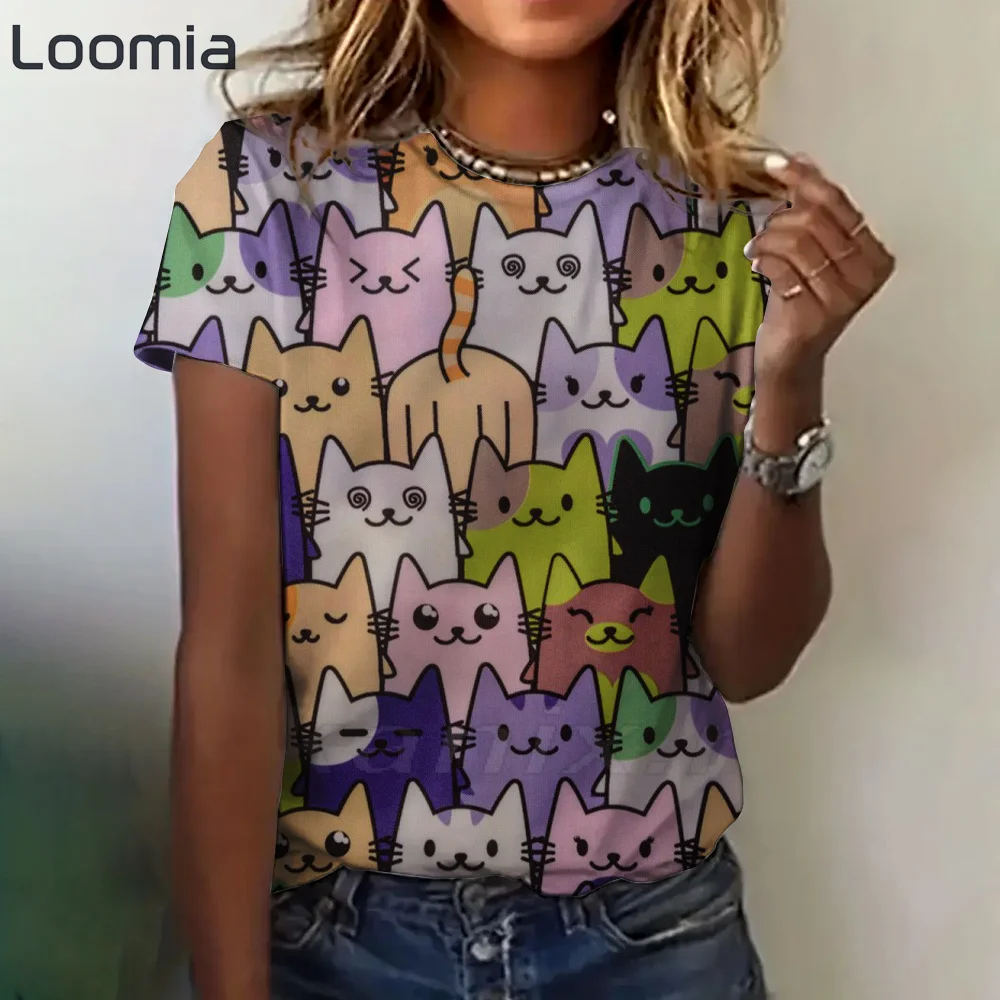 

Футболки с рисунком животных, летняя женская одежда, модная женская одежда с круглым вырезом, корейские отзывы, много одежды, одежда Y2k, новый топ для женщин