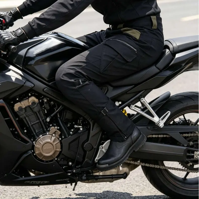 Motorcycle Riding Pants Loose Straight Daily Cycling Protection Jeans Motocross Workwear Tactical Trousers Mesh Breathable