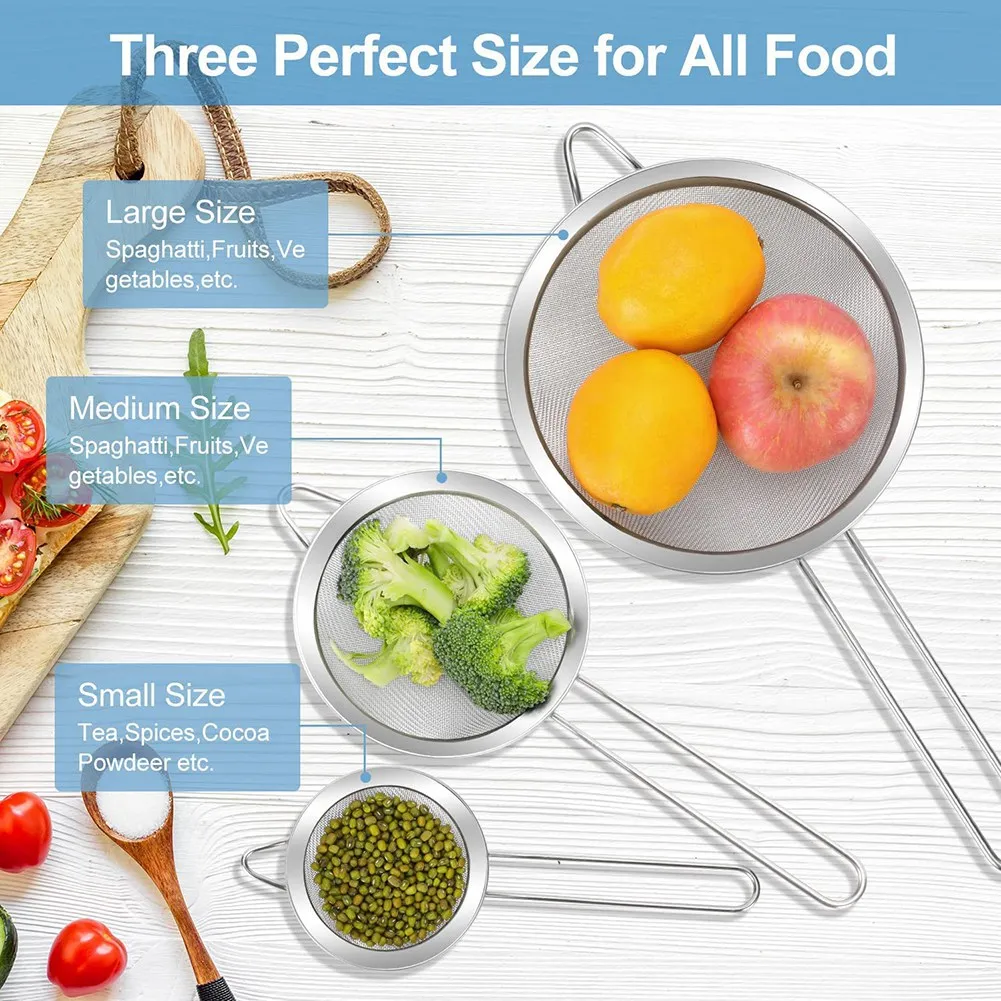 A99X-Sieve Tea Strainers، Sieves and Strainers، Sieve المطبخ، مصفاة شبكية دقيقة، Sieves الدقيق للطبخ والخبز