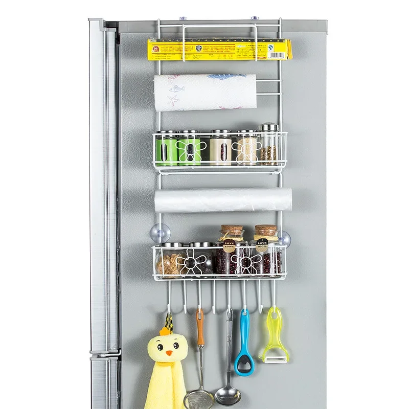 

Refrigerator Shelf Side Wall Rack Multi-layer Kitchen Supplies Multifunctional Household Racks Wall Plastic Wrap Storage Holder