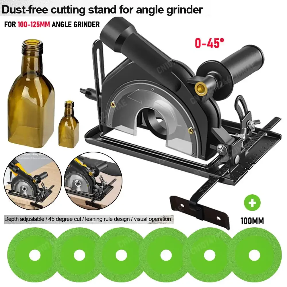 

Hand Angle Grinder Converter To Cutter Grinder Bracket 40mm Adjustable 0-45° Base Bracket with Guide Ruler for 100/115/125mm Saw