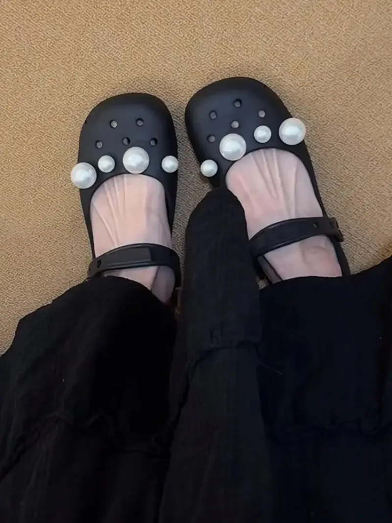 2026 Sommer-Trend Leoparden-Clogs für Damen, Weiche EVA-Schuhe mit Abnehmbaren Perlen-Charms, Ballerinas, Strand-Mary-Jane-Sandalen, Slipper – Detail 6