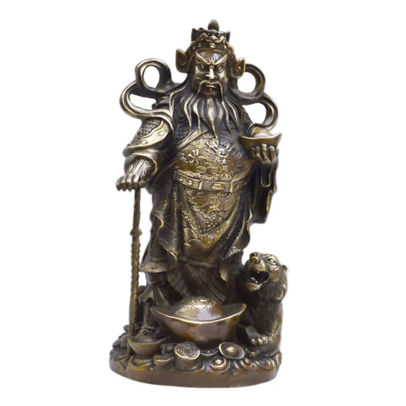 Metal crafts, pure copper martial god of wealth statue, home desktop worship figure decoration