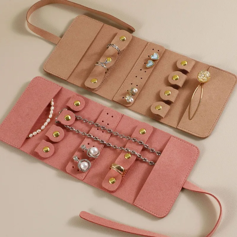 Popular Foldable Jewelry Case Roll Travel Organizer Portable for Journey Earrings Rings Diamond Necklaces Brooches Storage Bag
