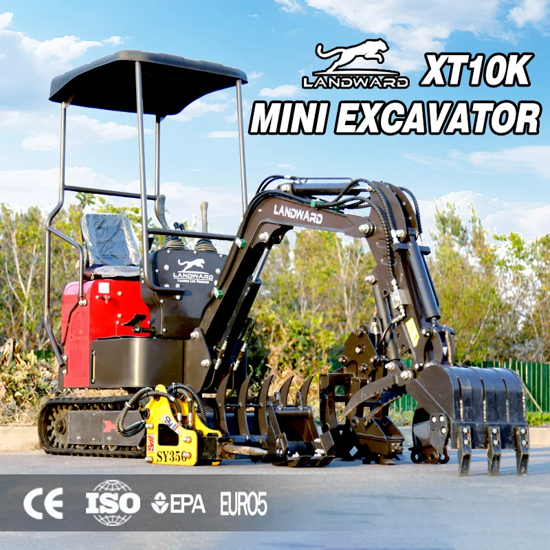 ที่กําหนดเอง Mini Crawler Excavator CE EPA ยูโร 5 ไฮดรอลิก Crawler ขุดขนาดเล็ก Landward โรงงานขายส่ง Mini Excavator 1 ตัน