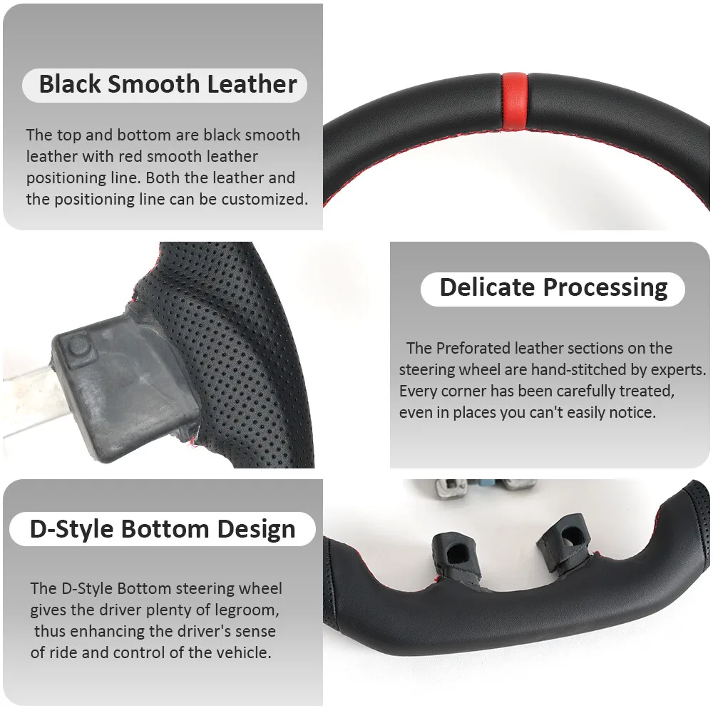 

Fit For Dodge RAM 1500 2500 3500 2012-2018 Full Leather Steering Wheel Red Center Line With Heating Function Car Accessories