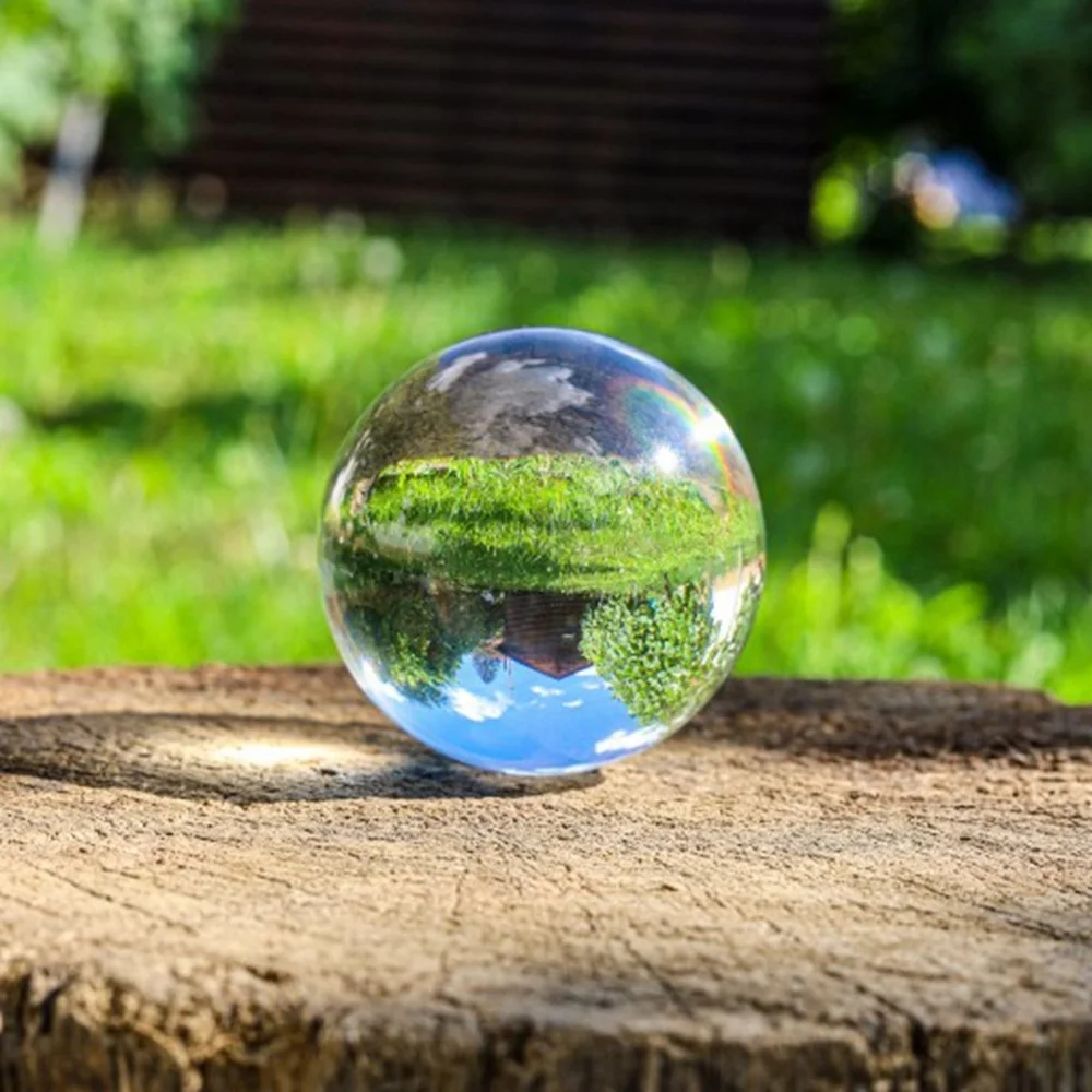 Bola de cristal transparente grande, decoración de foto de arcoíris de la suerte