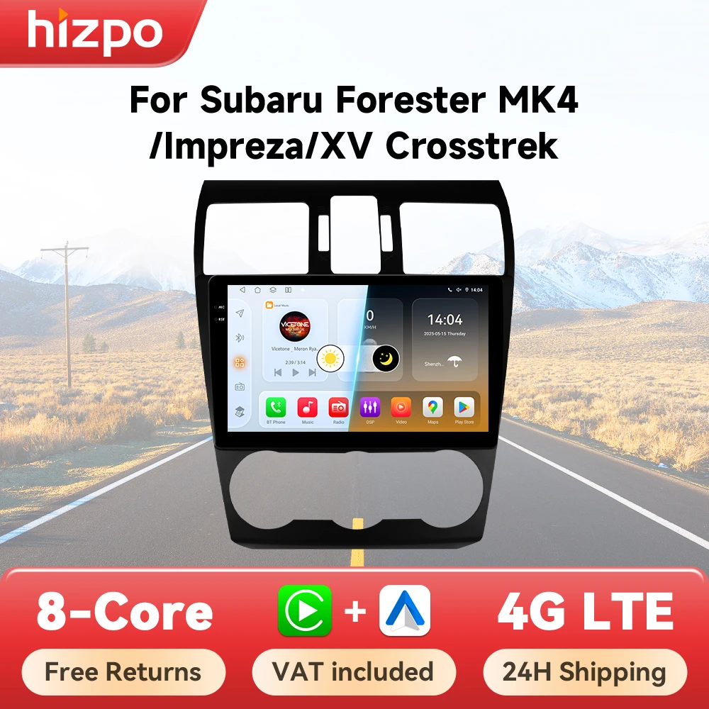 Hizpo android carplay autoradio multimedia player für subaru förster mk4 impreza xv crosstrek 2013-2019 autoradio gps stereo 4g